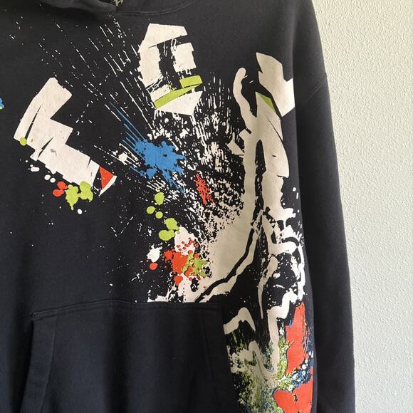 Fox Racing Black Paint Splatter Graphic Pullover Sweatshirt Mens Large - Picture 2 of 4